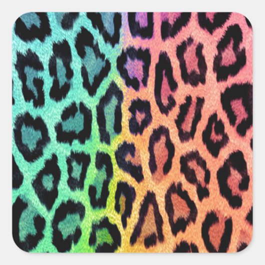 Gefärbte Krawatte Leopard Print Quadratischer Aufkleber (Vorderseite)