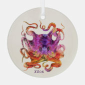 GEFÄRBTE KRAWATTE LILA UND PINK OCTOPUS CHRISTMAS ORNAMENT AUS GLAS (Rückseite)