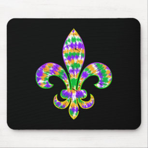 Gefärbte Krawatte Lilie Mardi Gras Karneval Symbol Mousepad