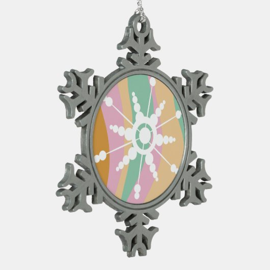 Gefärbte Krawatte Liquid Retro Groovy Weihnachten  Schneeflocken Zinn-Ornament (Links)