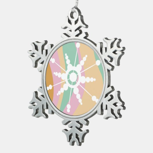 Gefärbte Krawatte Liquid Retro Groovy Weihnachten  Schneeflocken Zinn-Ornament (Rechts)