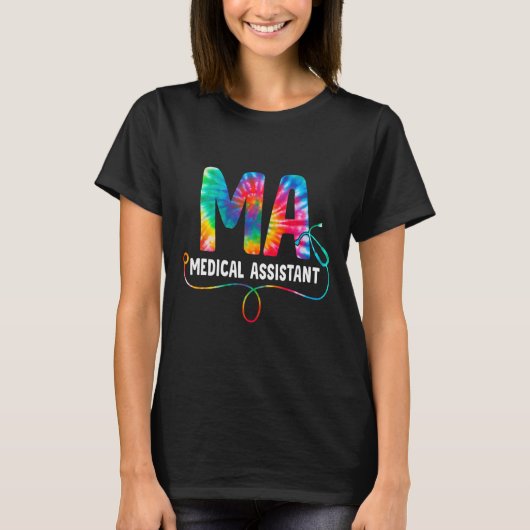 Gefärbte Krawatte Ma Medical Istant Nurse Stethosc T-Shirt (Vorderseite)