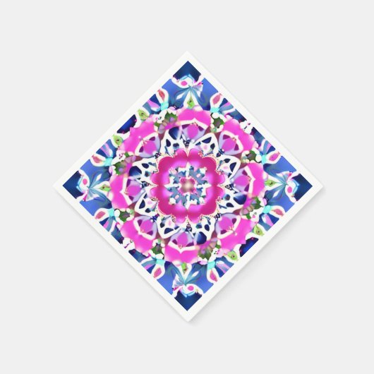 Gefärbte Krawatte Mandala Muster Denim Blau und Ro Serviette (Ecke)