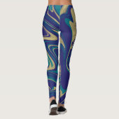 Gefärbte Krawatte Marble Liquid Blue Leggings (Rückseite)