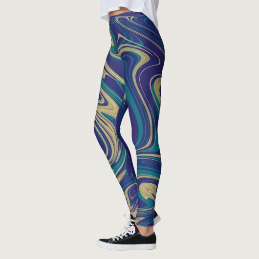 Gefärbte Krawatte Marble Liquid Blue Leggings (Links)