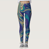 Gefärbte Krawatte Marble Liquid Blue Leggings (Vorderseite)