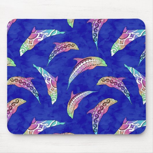 Gefärbte Krawatte Meerestiere Delphine Marlins Mousepad (Vorne)