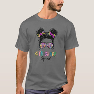 Gefärbte Krawatte Messy Bun 4. Klasse Squad Lehrer T-Shirt