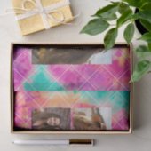 Gefärbte Krawatte mit 3 Fotos - Seidenpapier (Geschenk)