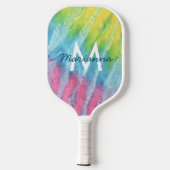 Gefärbte Krawatte Mit Monogramm Anfangsname Pickleball Schläger (Rückseite)