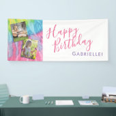 Gefärbte Krawatte Modernes Hippie Foto Geburtstag Banner (Messe)