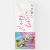 Gefärbte Krawatte Modernes Hippie Foto Geburtstag Banner (Vertikal)