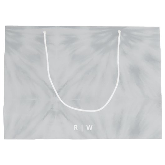 Gefärbte Krawatte | Modernes Minimalistisch-Grau-M Große Geschenktüte (Rückseite)