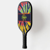 Gefärbte Krawatte Monogramm Schwarz-Gelb Pickleball Schläger (Links)