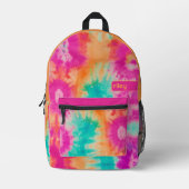 Gefärbte Krawatte Muster Hot Pink Orange Aquamarin Bedruckter Rucksack (Vorderseite)