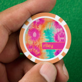 Gefärbte Krawatte Muster Hot Pink Orange Aquamarin Pokerchips