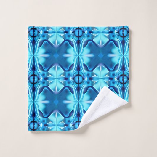 Gefärbte Krawatte Muster in Indigo und Eisblau Badhandtuch Set (Waschlappen)