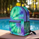 Gefärbte Krawatte Muster Meeresblau Türkis - indiv Bedruckter Rucksack<br><div class="desc">Ein kühnes, farbenfrohes Design mit farbenfrohen Pastelltönen und einem lila Aqua mit einem unterhaltsamen Farbblock, um Ihren Namen oder jeden Text hinzuzufügen. Die verrückte gefärbte Krawatte hat eine Vielzahl von Farben. Sie können einen Namen, ein Monogramm oder einen anderen benutzerdefinierten Text hinzufügen. Wenn Sie die Kunst verschieben möchten, klicken Sie...</div>