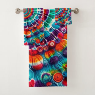 Gefärbte Krawatte Muster Multi color Badhandtuch Set