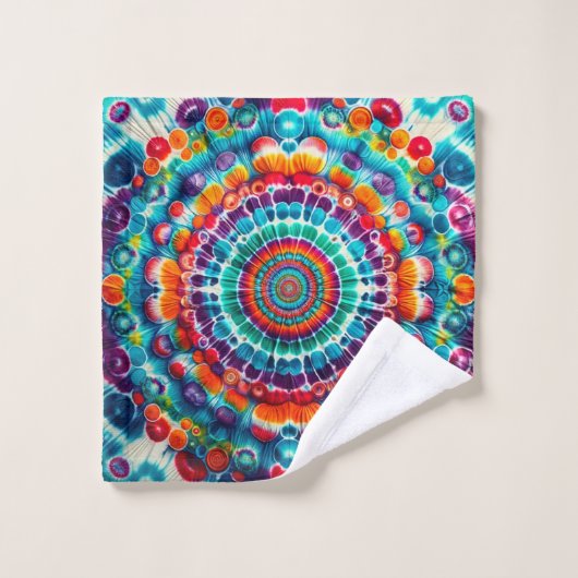 Gefärbte Krawatte Muster Multi color Badhandtuch Set (Waschlappen)