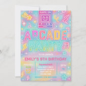 Gefärbte Krawatte Neon Glow Arcade Party Geburtsta Einladung (Vorderseite)
