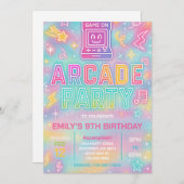 Gefärbte Krawatte Neon Glow Arcade Party Geburtsta Einladung (Vorne/Hinten)