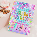 Gefärbte Krawatte Neon Karaoke Singing Music Gebur Einladung<br><div class="desc">Gefärbte Krawatte Neon Karaoke Gesang Musik Geburtstagsfeier Einladung</div>