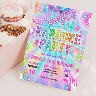 Gefärbte Krawatte Neon Karaoke Singing Music Gebur Einladung