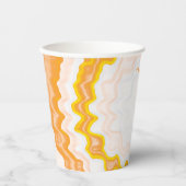 Gefärbte Krawatte Orange Swirt funky Retro Muster Pappbecher (Vorderseite)