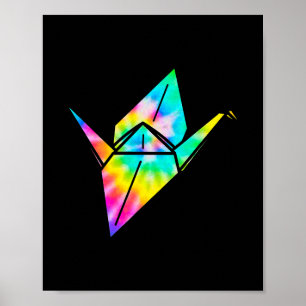 Gefärbte Krawatte Origami Paper Crane Poster