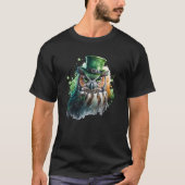 Gefärbte Krawatte Owl Tuxedo Leprechaun Hat St Pat T-Shirt (Vorderseite)