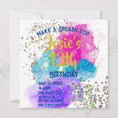 Gefärbte Krawatte Paint Splash Geburtstag Einladun (Vorderseite)