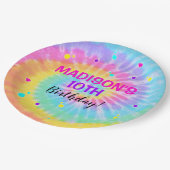 Gefärbte Krawatte Paper Tellers Rainbow Gefärbte K Pappteller (Schrägansicht)