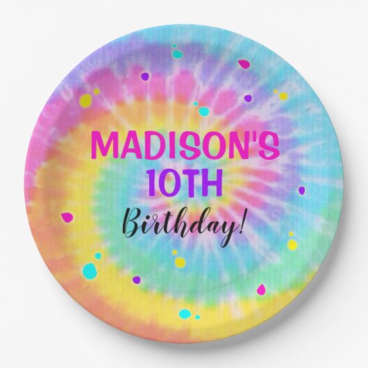 Gefärbte Krawatte Paper Tellers Rainbow Gefärbte K Pappteller (Vorderseite)