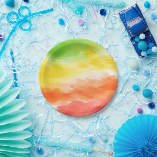 Gefärbte Krawatte Pappteller (Party)