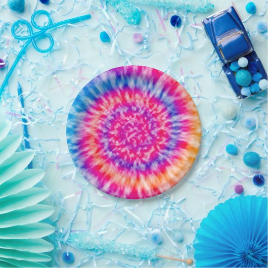 Gefärbte Krawatte Pappteller (Party)