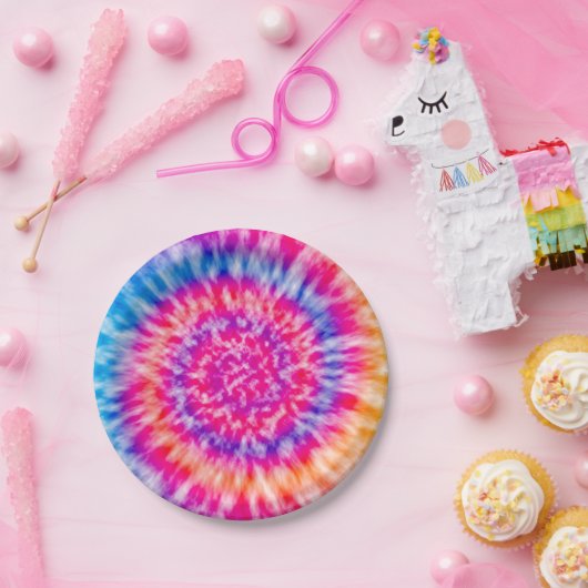 Gefärbte Krawatte Pappteller (Party)