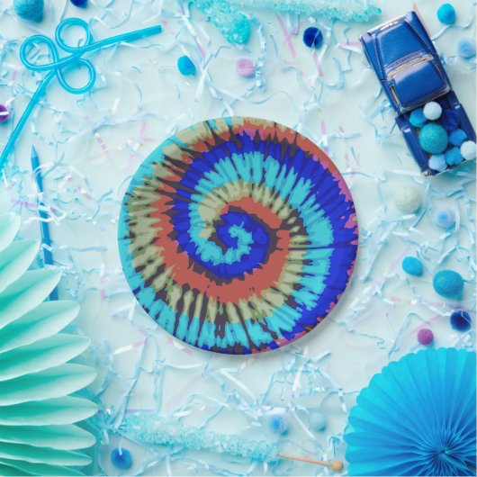 Gefärbte Krawatte Pappteller (Party)