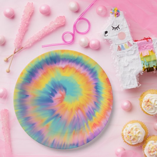 gefärbte Krawatte Pappteller (Party)