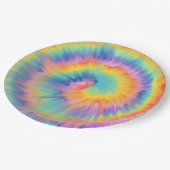 gefärbte Krawatte Pappteller (Schrägansicht)