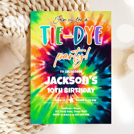 Gefärbte Krawatte Party Hippy Bright Colors Boy Ge Einladung