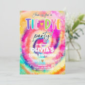 Gefärbte Krawatte Party Hippy Bright Colors Girl G Einladung (Stehend Vorderseite)