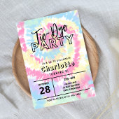 Gefärbte Krawatte Party mit Retro Pastel Farben Einladung