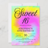 Gefärbte Krawatte Pastel Boho 16. Geburtstag Einladung (Vorderseite)