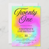 Gefärbte Krawatte Pastel Boho 21. Geburtstag Einladung (Vorderseite)