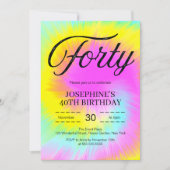 Gefärbte Krawatte Pastel Boho 40. Geburtstag Einladung (Vorderseite)