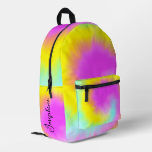 Gefärbte Krawatte Pastel Boho Name Bedruckter Rucksack