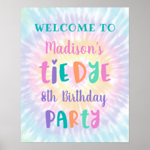 Gefärbte Krawatte Pastel Rainbow Boho Geburtstag W Poster