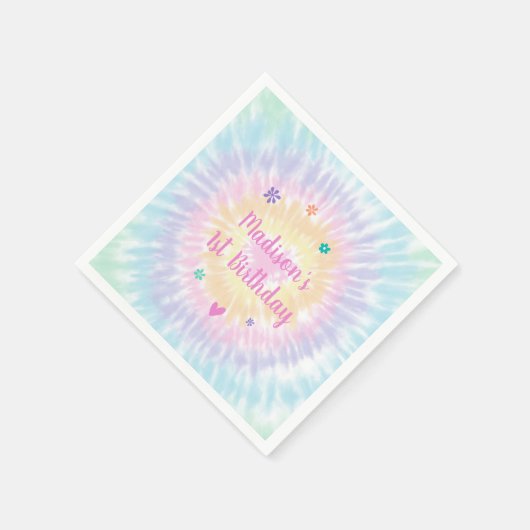 Gefärbte Krawatte Pastel Rainbow Boho Hippie Birth Serviette (Ecke)