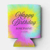 Gefärbte Krawatte Pastel Rainbow Happy Birthday Dosenkühler (Rückseite)